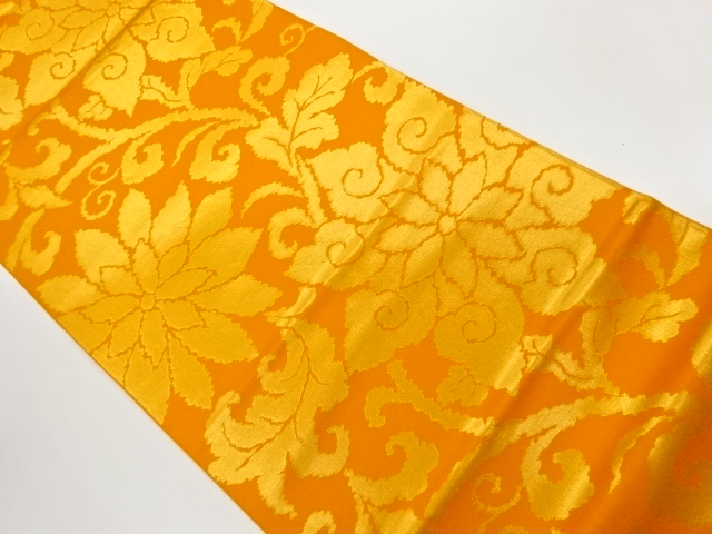 JAPANESE KIMONO / FUKURO OBI / SILK / WOVEN FLORAL ARABESQUE